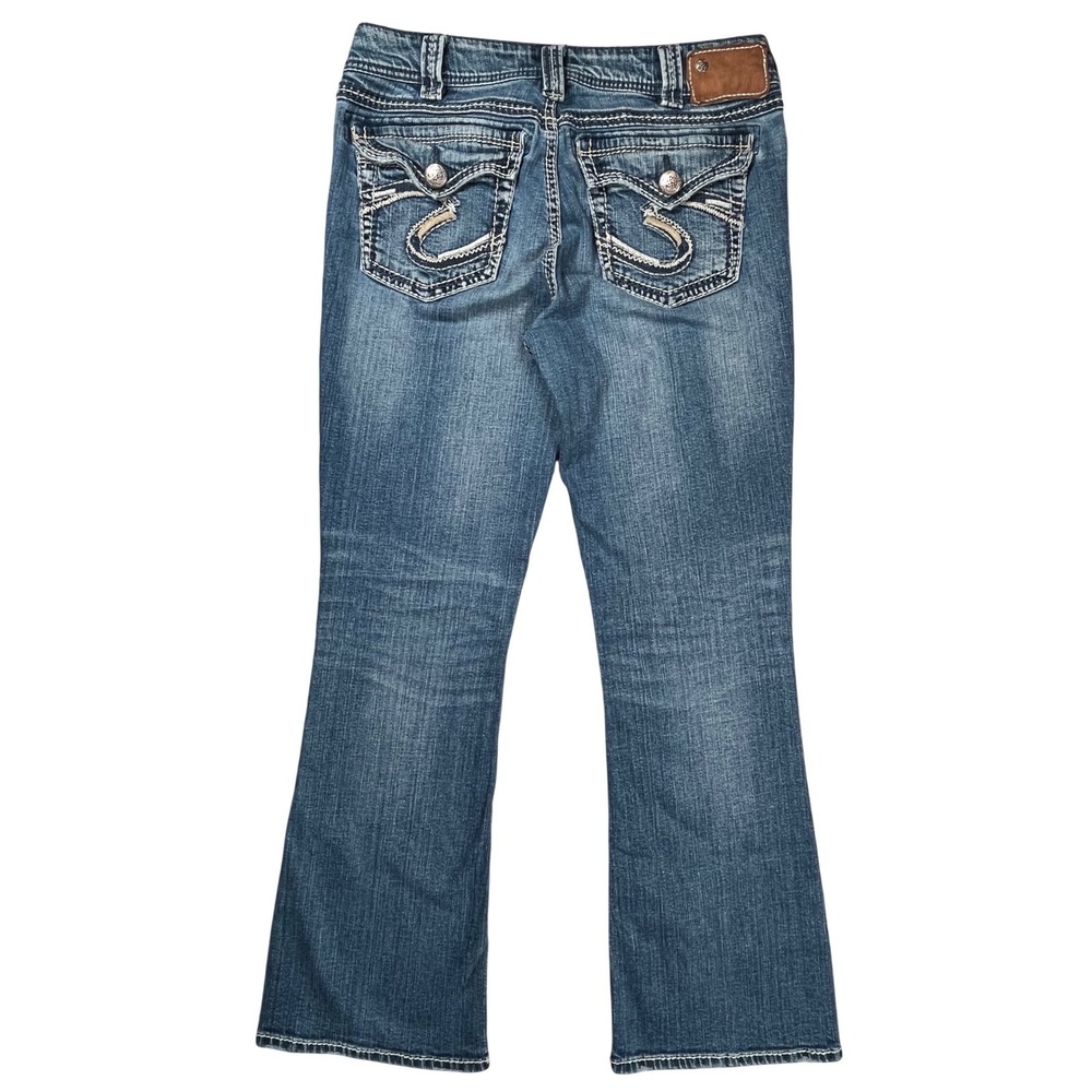 Silver Jeans Suki Surplus Bootcut Jeans Women 30 Blue Thick Stitch Flap Pocket - Picture 2 of 10